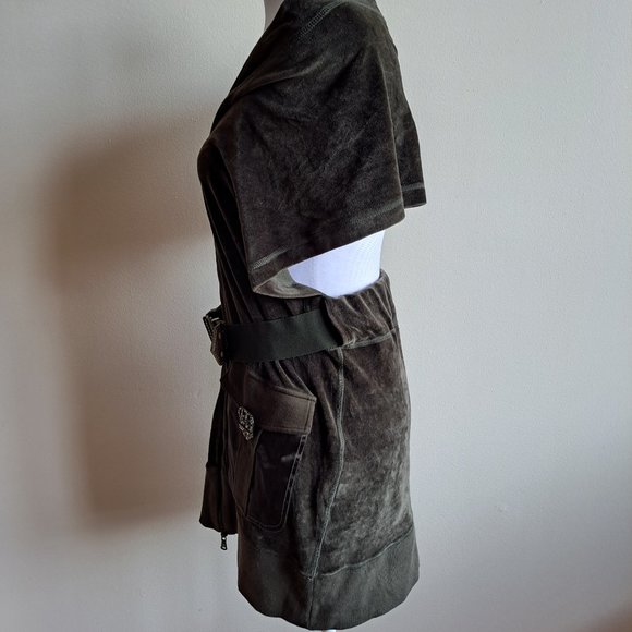 VDP Italian Dark Green Velvet Open back Dress Size 42 - Picture 6 of 16